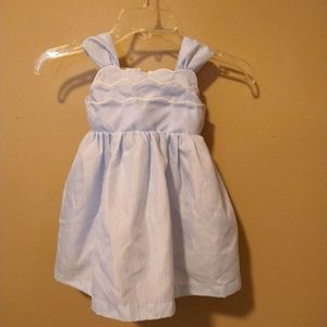 Cherokee brand sleeveless toddler dress in blue & white, 24m, petticoat.